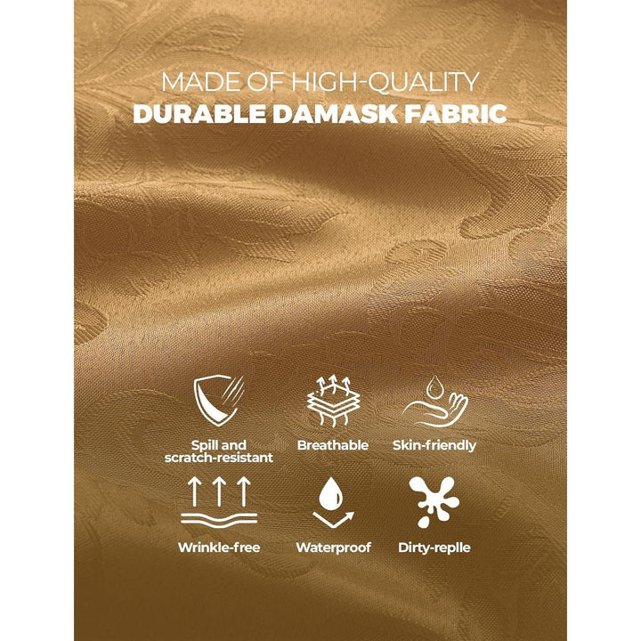 Gold Floral Table Cloths Rectangular 60 x 84 Inch (6-8 Seats), Waterproof 100% Polyester Washable Damask Tablecloth Covers for Dining Kitchen Buffet Table, Wedding Indoor Outdoor Party - Just Closeouts Canada Inc.X004O3PFBJ