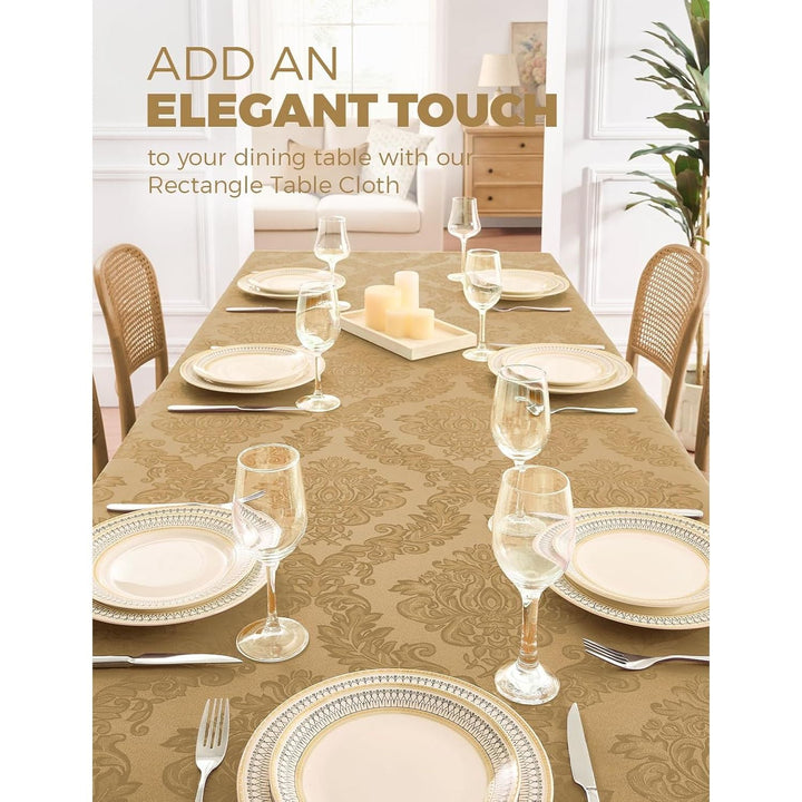 Gold Floral Table Cloths Rectangular 60 x 84 Inch (6-8 Seats), Waterproof 100% Polyester Washable Damask Tablecloth Covers for Dining Kitchen Buffet Table, Wedding Indoor Outdoor Party - Just Closeouts Canada Inc.X004O3PFBJ