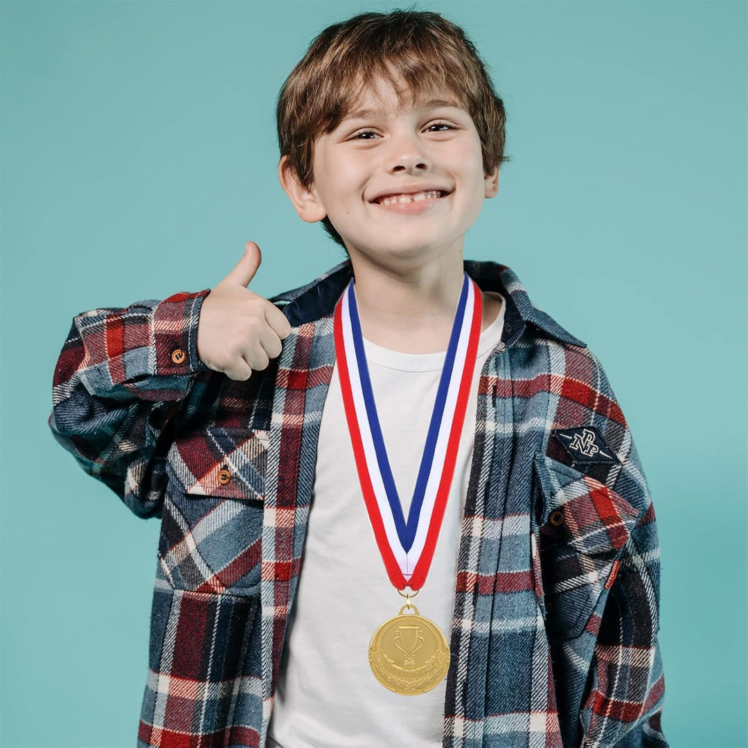Gold Medals for Awards - 12 Pieces Winner Medal Metal with Neck Ribbon Prizes for Kids, Adults, Sports Day, Spelling Bees, Competitions, Party, 2 Inches - Just Closeouts Canada Inc.