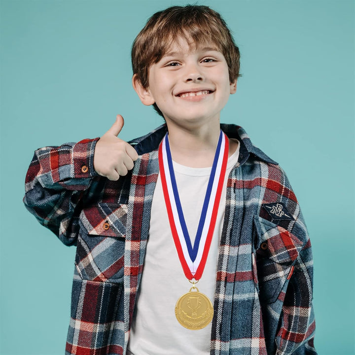 Gold Medals for Awards - 12 Pieces Winner Medal Metal with Neck Ribbon Prizes for Kids, Adults, Sports Day, Spelling Bees, Competitions, Party, 2 Inches - Just Closeouts Canada Inc.