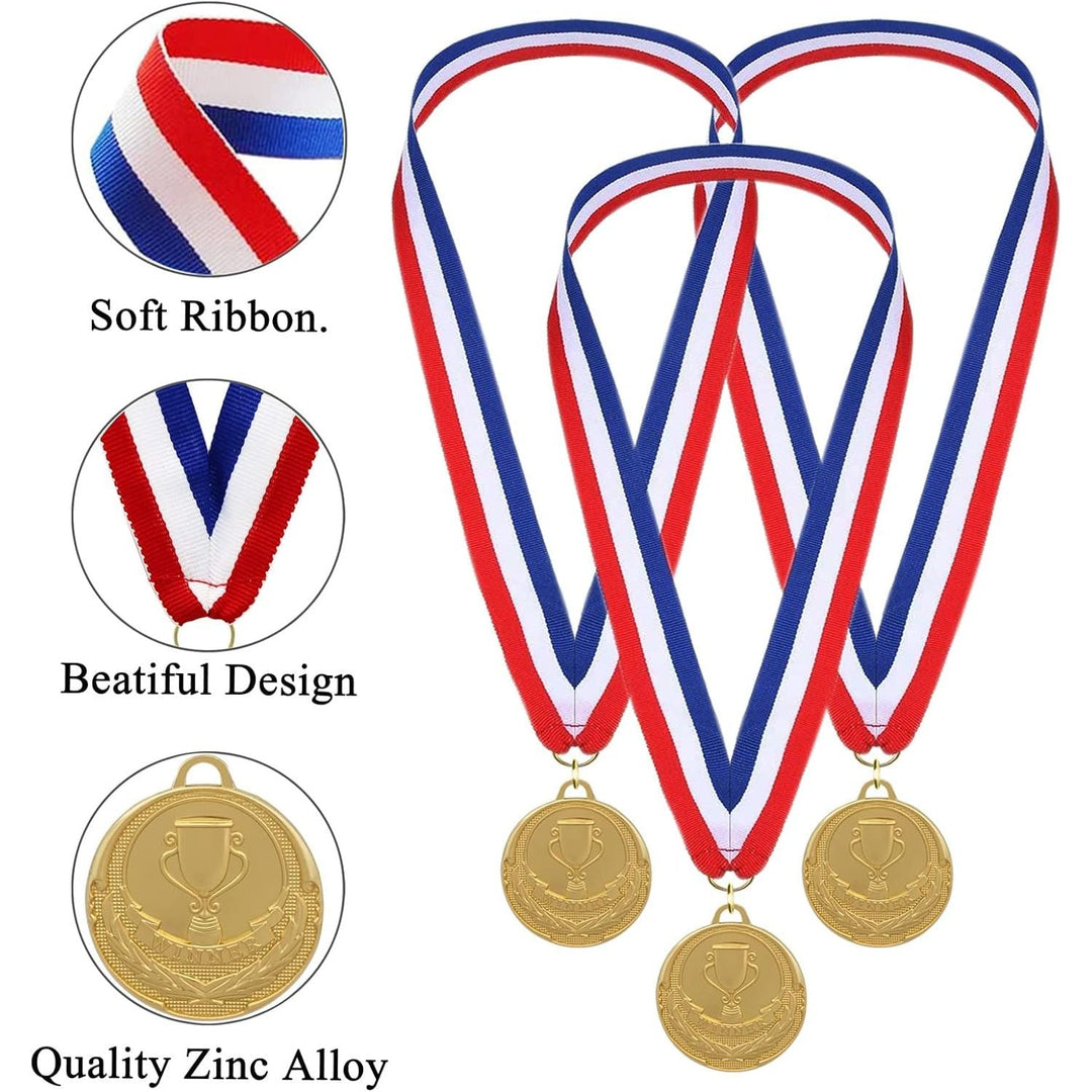 Gold Medals for Awards - 12 Pieces Winner Medal Metal with Neck Ribbon Prizes for Kids, Adults, Sports Day, Spelling Bees, Competitions, Party, 2 Inches - Just Closeouts Canada Inc.