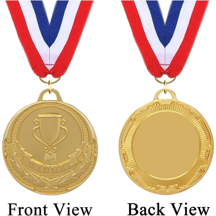 Gold Medals for Awards - 12 Pieces Winner Medal Metal with Neck Ribbon Prizes for Kids, Adults, Sports Day, Spelling Bees, Competitions, Party, 2 Inches - Just Closeouts Canada Inc.
