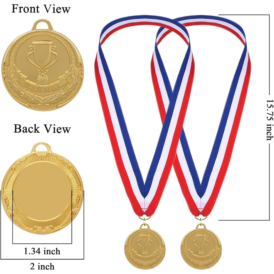 Gold Medals for Awards - 12 Pieces Winner Medal Metal with Neck Ribbon Prizes for Kids, Adults, Sports Day, Spelling Bees, Competitions, Party, 2 Inches - Just Closeouts Canada Inc.