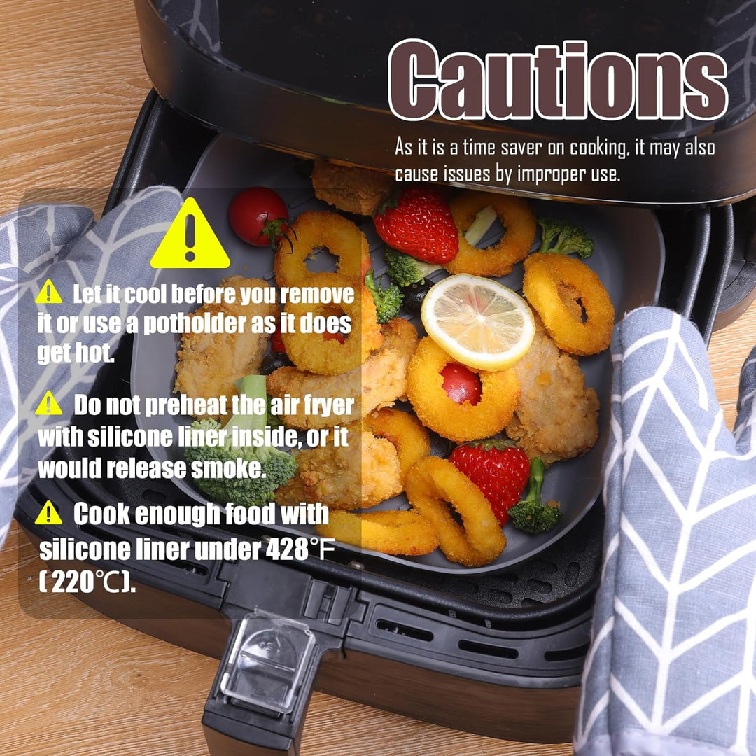 Golden Associate Silicone Liners Square for 8 to 8.5 In Air Fryer, 2 Pcs Non - stick Food - grade Reusable Silicone Pot Baking Tray Air fryer Accessories - Just Closeouts Canada Inc.