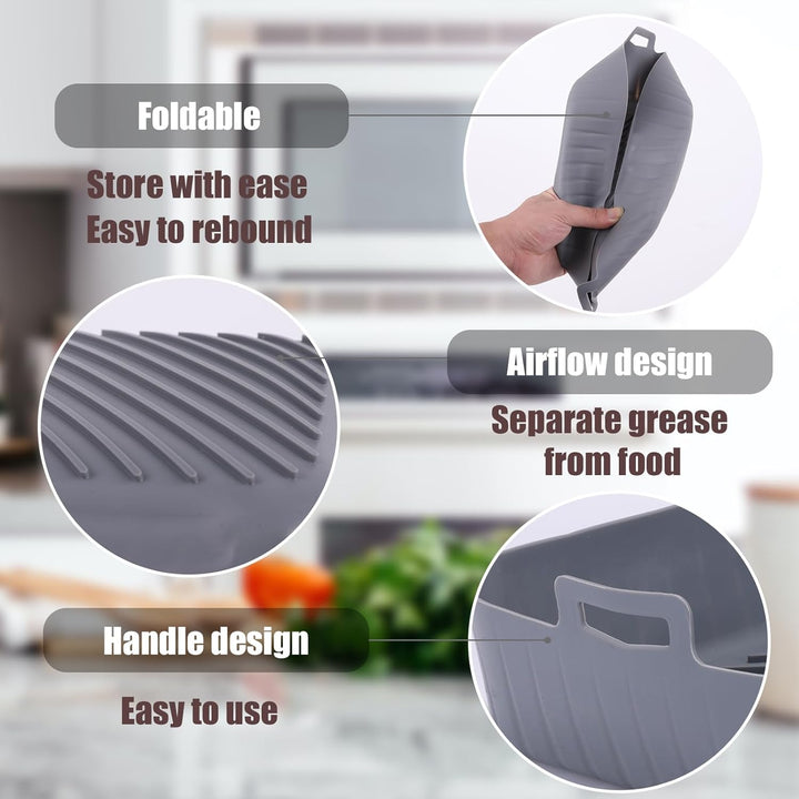 Golden Associate Silicone Liners Square for 8 to 8.5 In Air Fryer, 2 Pcs Non - stick Food - grade Reusable Silicone Pot Baking Tray Air fryer Accessories - Just Closeouts Canada Inc.