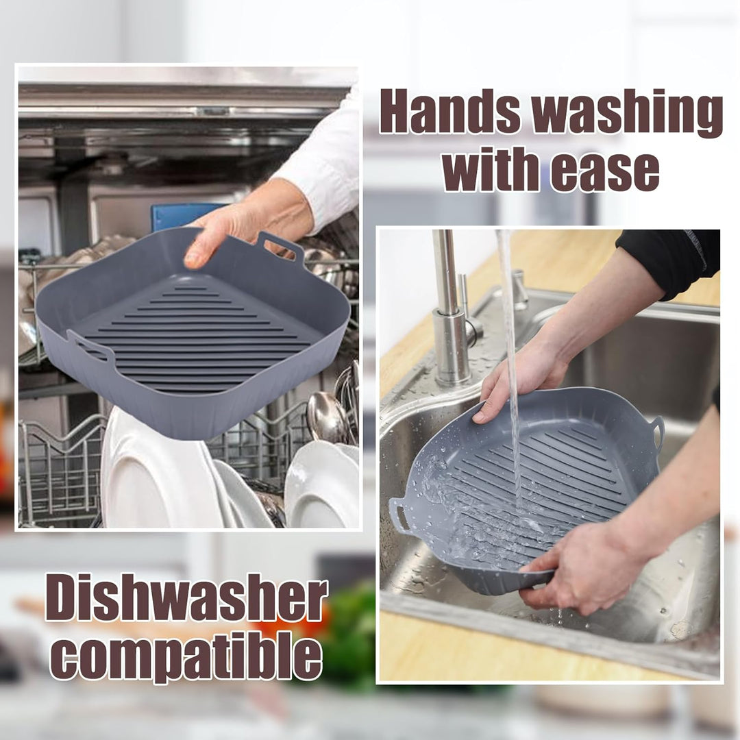 Golden Associate Silicone Liners Square for 8 to 8.5 In Air Fryer, 2 Pcs Non - stick Food - grade Reusable Silicone Pot Baking Tray Air fryer Accessories - Just Closeouts Canada Inc.