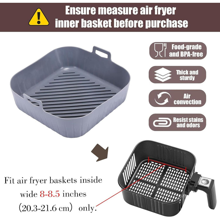 Golden Associate Silicone Liners Square for 8 to 8.5 In Air Fryer, 2 Pcs Non - stick Food - grade Reusable Silicone Pot Baking Tray Air fryer Accessories - Just Closeouts Canada Inc.