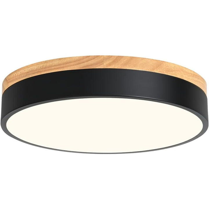 Goomavi Modern LED Ceiling Light, Minimalist 11.8" Wood Flush Mount Ceiling Fixtures, Neutral Light Circle Round Ceiling Lighting Lamp for Bedroom, Kitchen, Hallway, Bathroom(Black, Dimmable) - Just Closeouts Canada Inc.