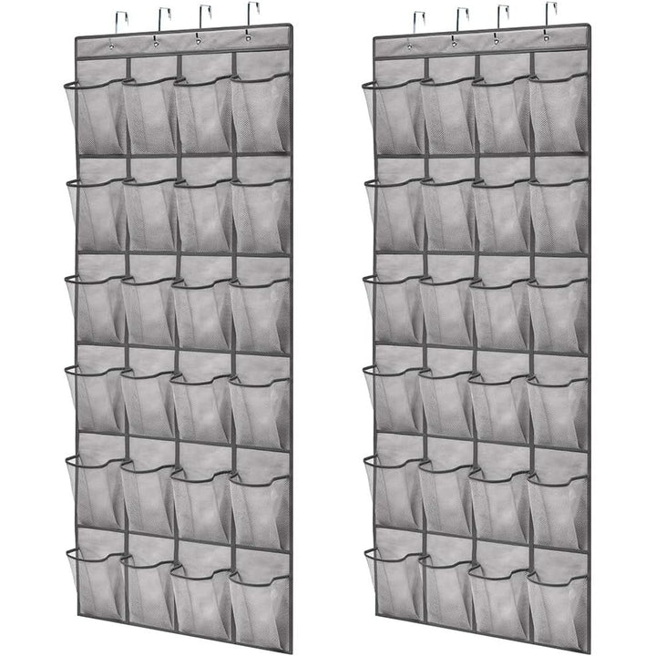 GORILLA GRIP Breathable Mesh Large 24 Pocket Shoe Organizer, 2 Pack, Holds Up to 40 Pounds, Sturdy Hooks, Space Saving, Over Door, Hangs on Closets for Shoes, Sneakers or Home Accessories, Gray - Just Closeouts Canada Inc.