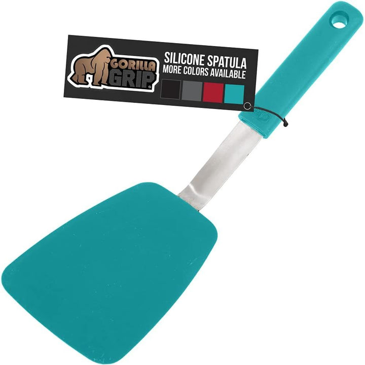 GORILLA GRIP Nonstick Flexible Silicone Spatula, Nonporous, BPA Free, Heat Resistant, No Scratch Kitchen Cookware, Comfortable Handle, Dishwasher Safe, Flip Burgers, Pancakes, 11.6 Inch, Turquoise - Just Closeouts Canada Inc.