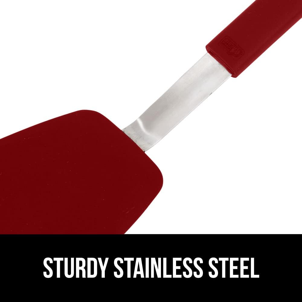 GORILLA GRIP Nonstick Flexible Silicone Spatula, Nonporous, BPA Free, Heat Resistant, No Scratch Kitchen Cookware, Comfortable Soft Handle, Dishwasher Safe, Flip Burgers, Pancakes, 11.6 Inch, Red - Just Closeouts Canada Inc.