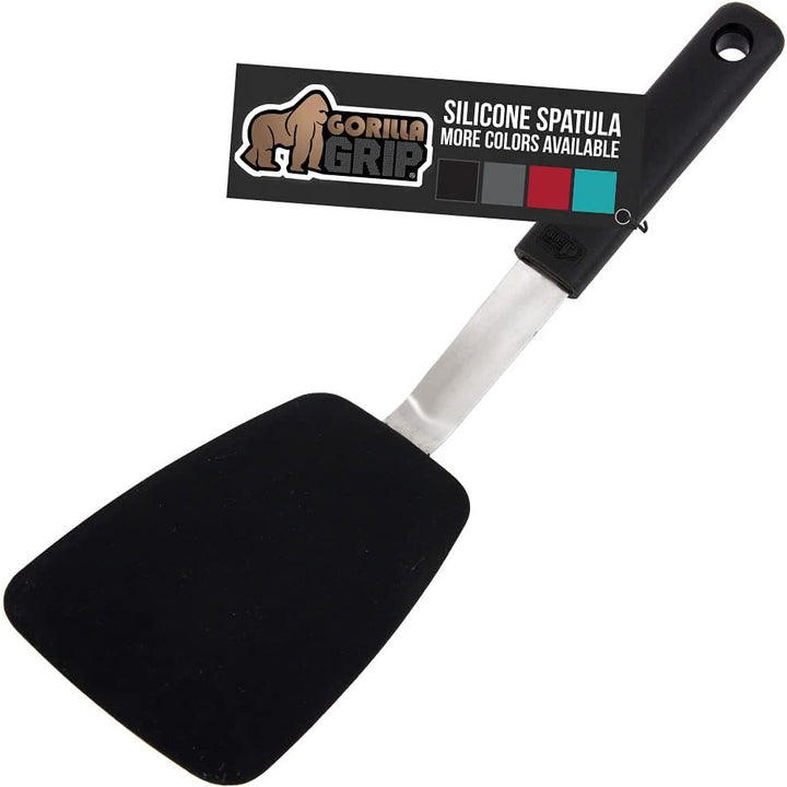 GORILLA GRIP Nonstick Flexible Silicone Spatula, Nonporous, BPA Free, Heat Resistant, No Scratch Kitchen Cookware, Comfortable Soft Handle, Dishwasher Safe, Flip Burgers, Pancakes, 11.6 Inch, Black - Just Closeouts Canada Inc.