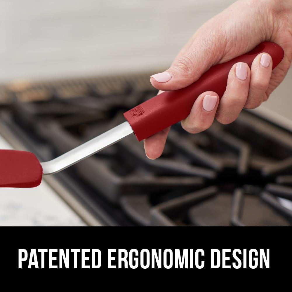 GORILLA GRIP Nonstick Flexible Silicone Spatula, Nonporous, BPA Free, Heat Resistant, No Scratch Kitchen Cookware, Comfortable Soft Handle, Dishwasher Safe, Flip Burgers, Pancakes, 11.6 Inch, Red - Just Closeouts Canada Inc.
