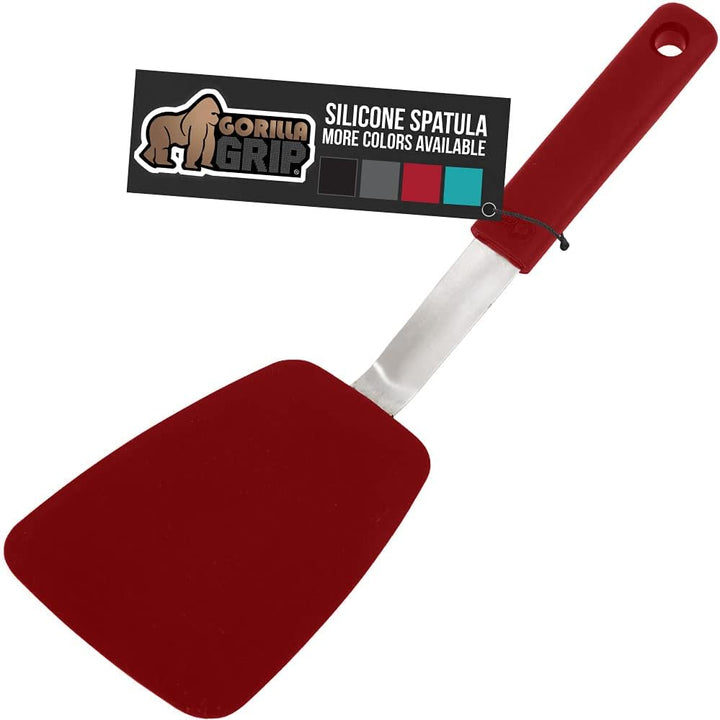 GORILLA GRIP Nonstick Flexible Silicone Spatula, Nonporous, BPA Free, Heat Resistant, No Scratch Kitchen Cookware, Comfortable Soft Handle, Dishwasher Safe, Flip Burgers, Pancakes, 11.6 Inch, Red - Just Closeouts Canada Inc.
