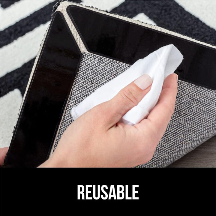 GORILLA GRIP Patent Pending Rug Gripper Pads, Keep Area Rugs Corners from Curling and Bunching, Reusable Dual - Sided Flexible Sticky Pad, Grips Floor and Holds Carpet in Place on Hardwood Floors 8 Pack - Just Closeouts Canada Inc.