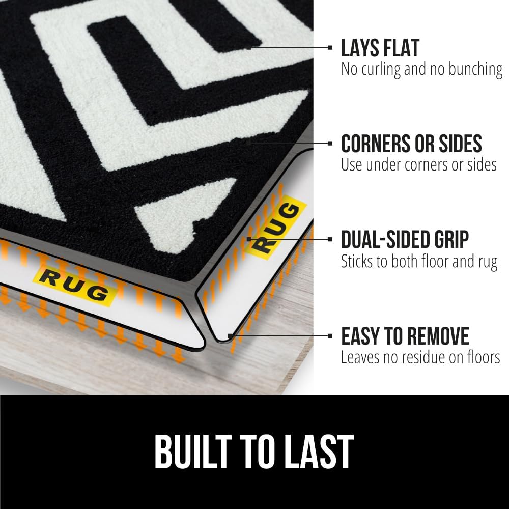 GORILLA GRIP Patent Pending Rug Gripper Pads, Keep Area Rugs Corners from Curling and Bunching, Reusable Dual - Sided Flexible Sticky Pad, Grips Floor and Holds Carpet in Place on Hardwood Floors 8 Pack - Just Closeouts Canada Inc.