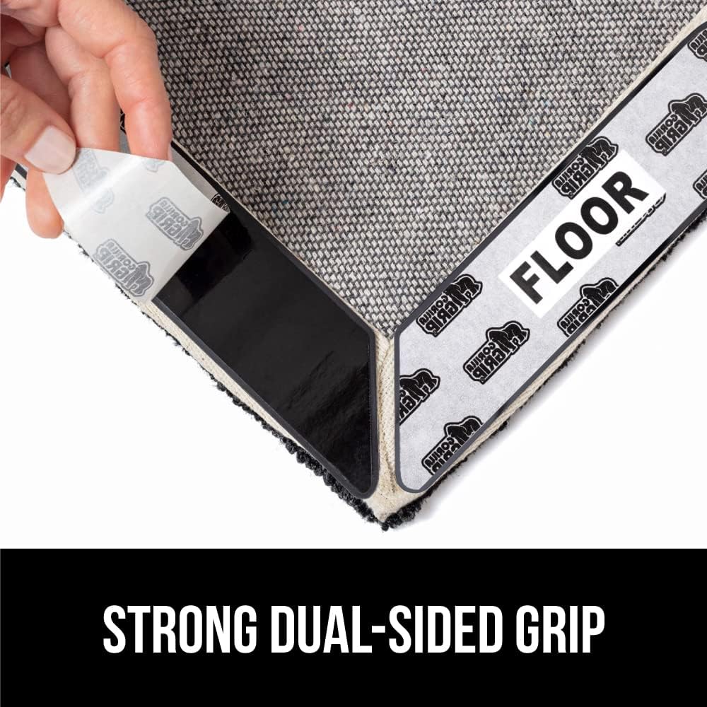 GORILLA GRIP Patent Pending Rug Gripper Pads, Keep Area Rugs Corners from Curling and Bunching, Reusable Dual - Sided Flexible Sticky Pad, Grips Floor and Holds Carpet in Place on Hardwood Floors 8 Pack - Just Closeouts Canada Inc.