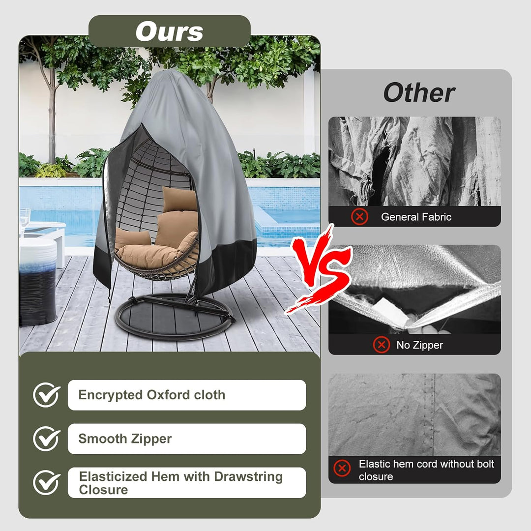 Gray 75 x 45-Inch Waterproof Egg Chair Cover with Zipper - Just Closeouts Canada Inc.