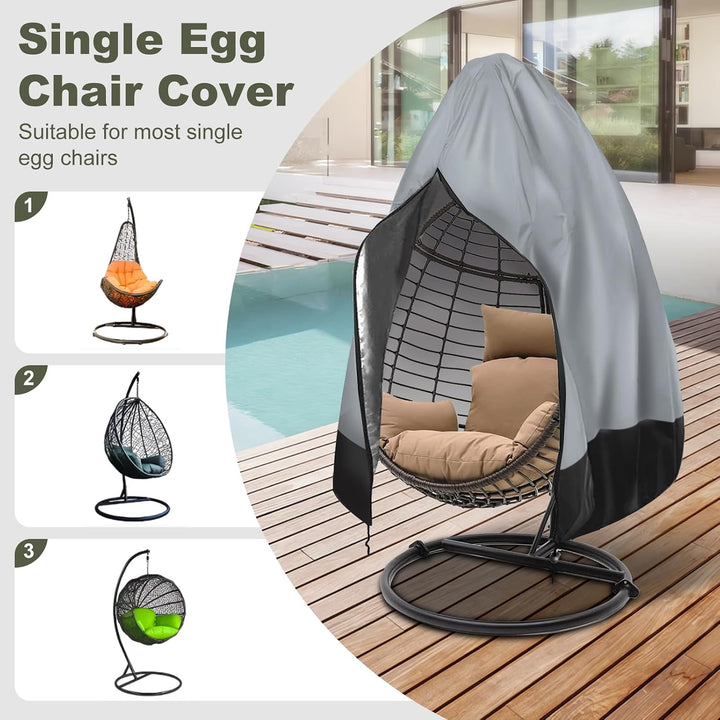Gray 75 x 45-Inch Waterproof Egg Chair Cover with Zipper - Just Closeouts Canada Inc.