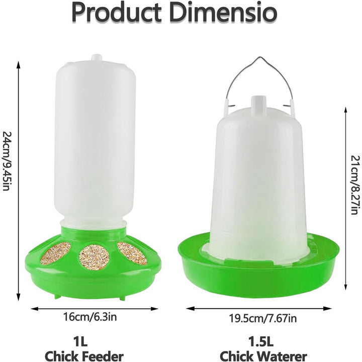 Green Chick Feeder & Waterer Kit, 1 L + 1.5 L - Just Closeouts Canada Inc.X004MMK0LH