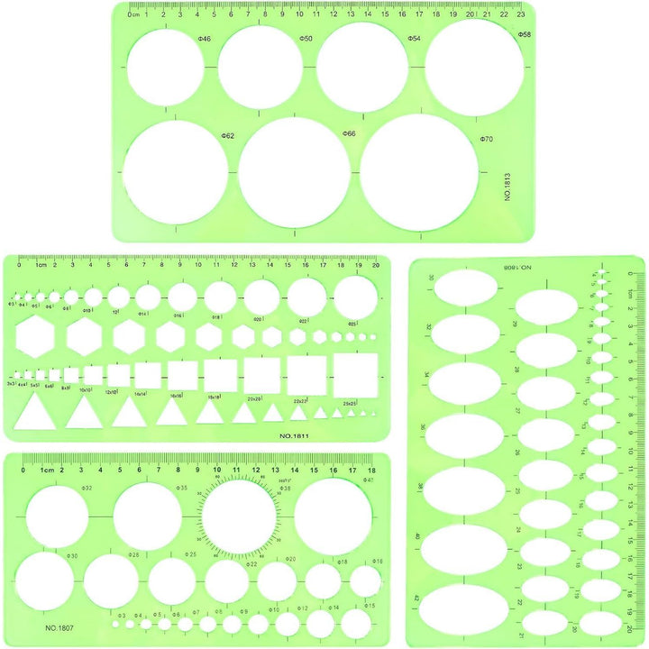 Green Circle & Geometric Drawing Templates – 4-Piece Set - Just Closeouts Canada Inc.X004NM66OB
