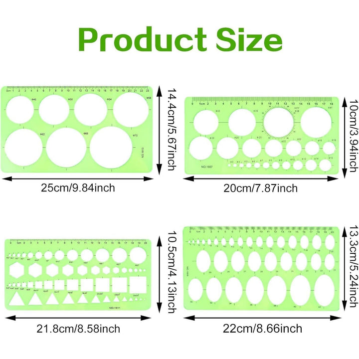 Green Circle & Geometric Drawing Templates – 4-Piece Set - Just Closeouts Canada Inc.X004NM66OB