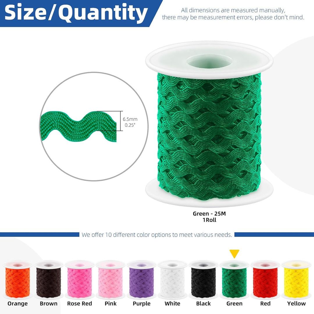 Green Rick Rack Trim Ribbon, 25 m Roll - Just Closeouts Canada Inc.X0047JJ6RT