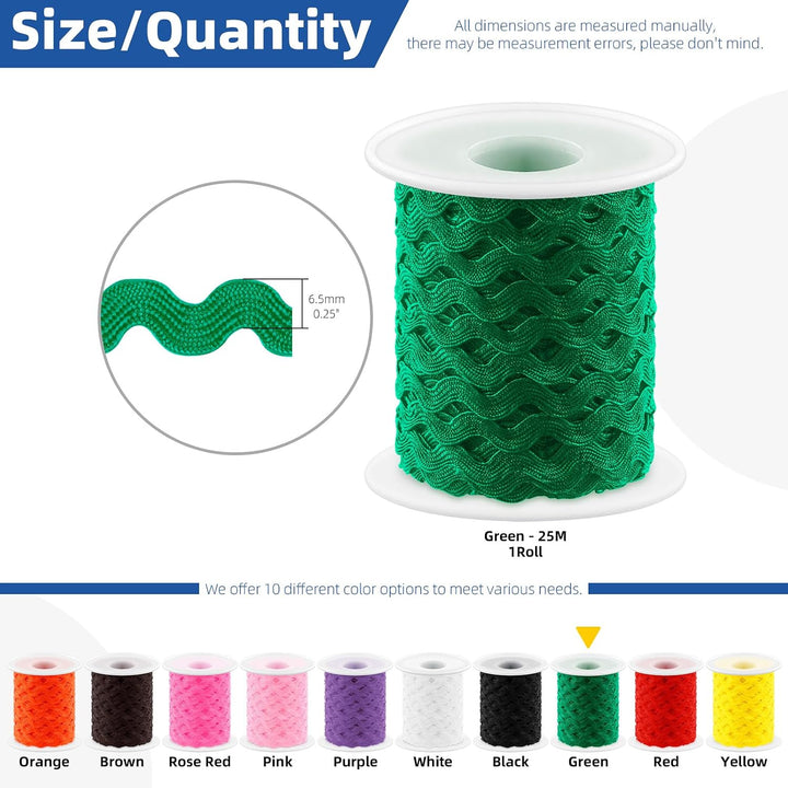 Green Rick Rack Trim Ribbon, 25 m Roll - Just Closeouts Canada Inc.X0047JJ6RT