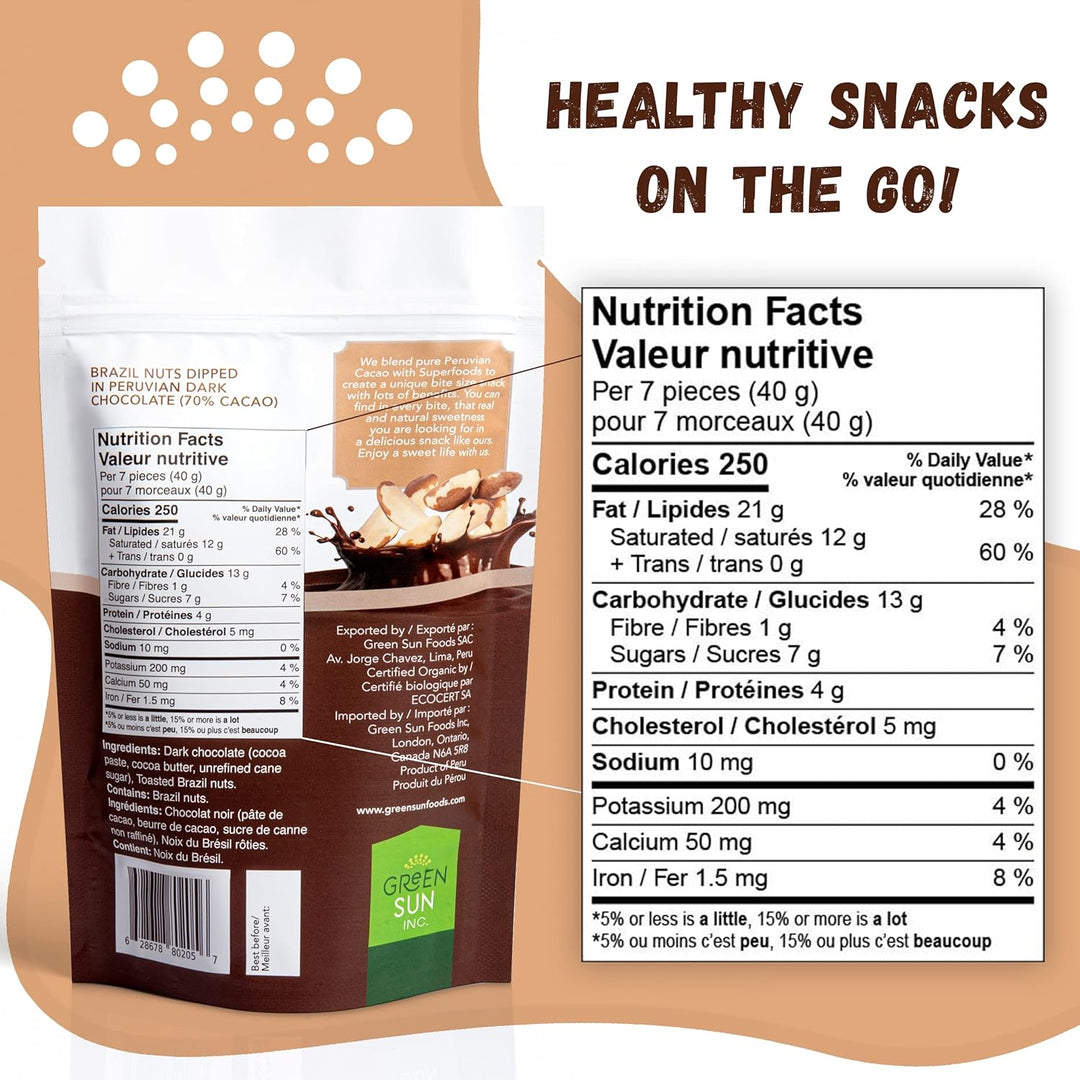 Green Sun Foods - Dark Chocolate Covered Brazil Nuts, 91G - Just Closeouts Canada Inc.