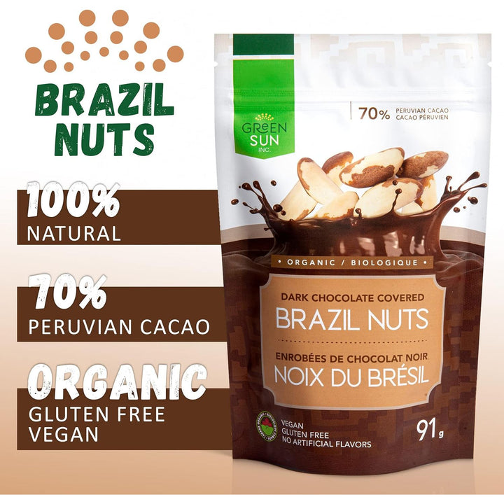 Green Sun Foods - Dark Chocolate Covered Brazil Nuts, 91G - Just Closeouts Canada Inc.