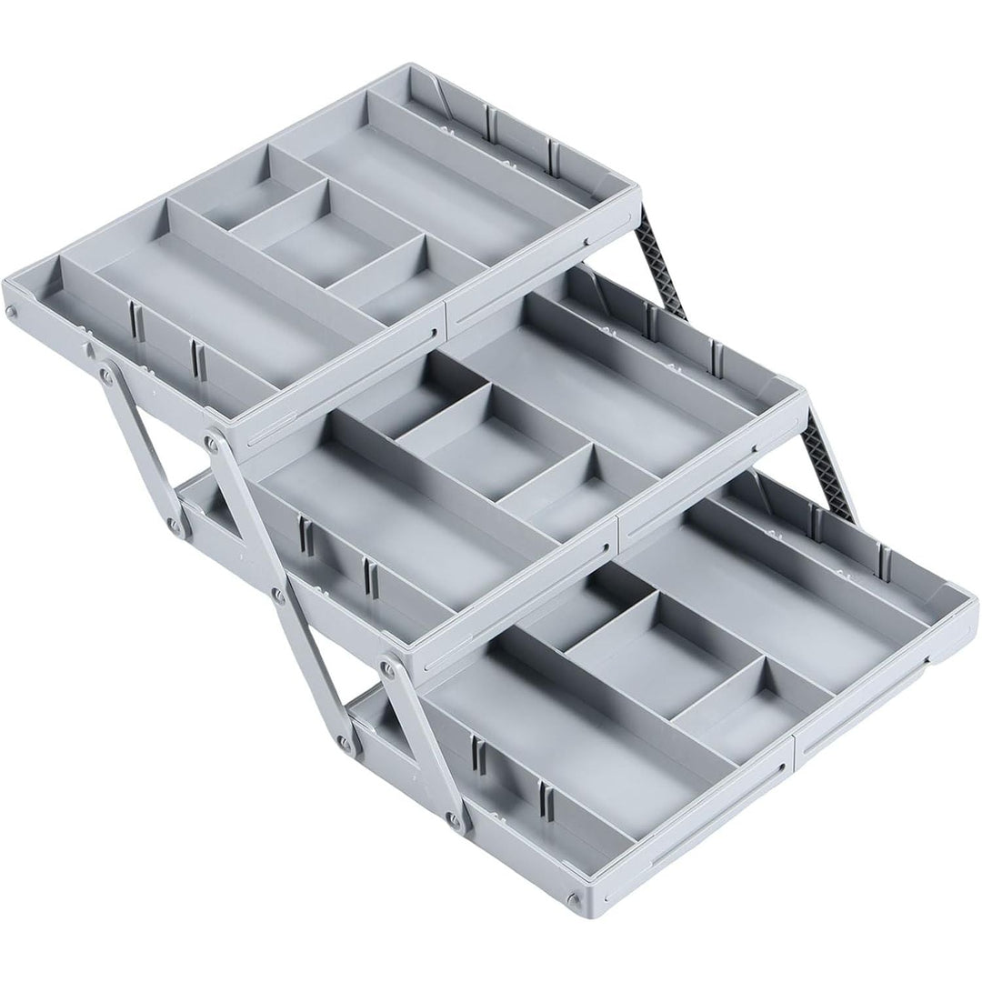 Grey 3-Tier Collapsible Drawer Organizer Tray - Just Closeouts Canada Inc.