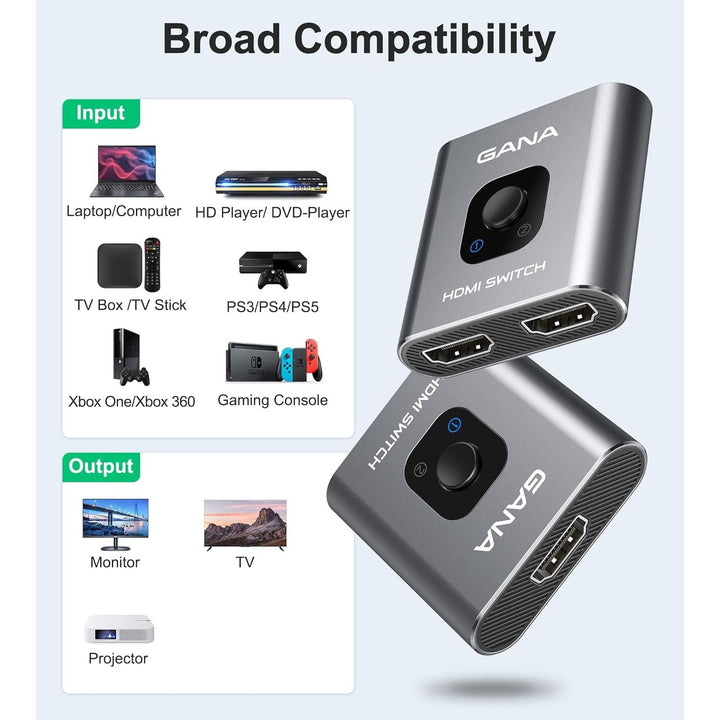 Grey Aluminium 4K Bidirectional HDMI Switch – 2 In 1 Out / 1 In 2 Out - Just Closeouts Canada Inc.