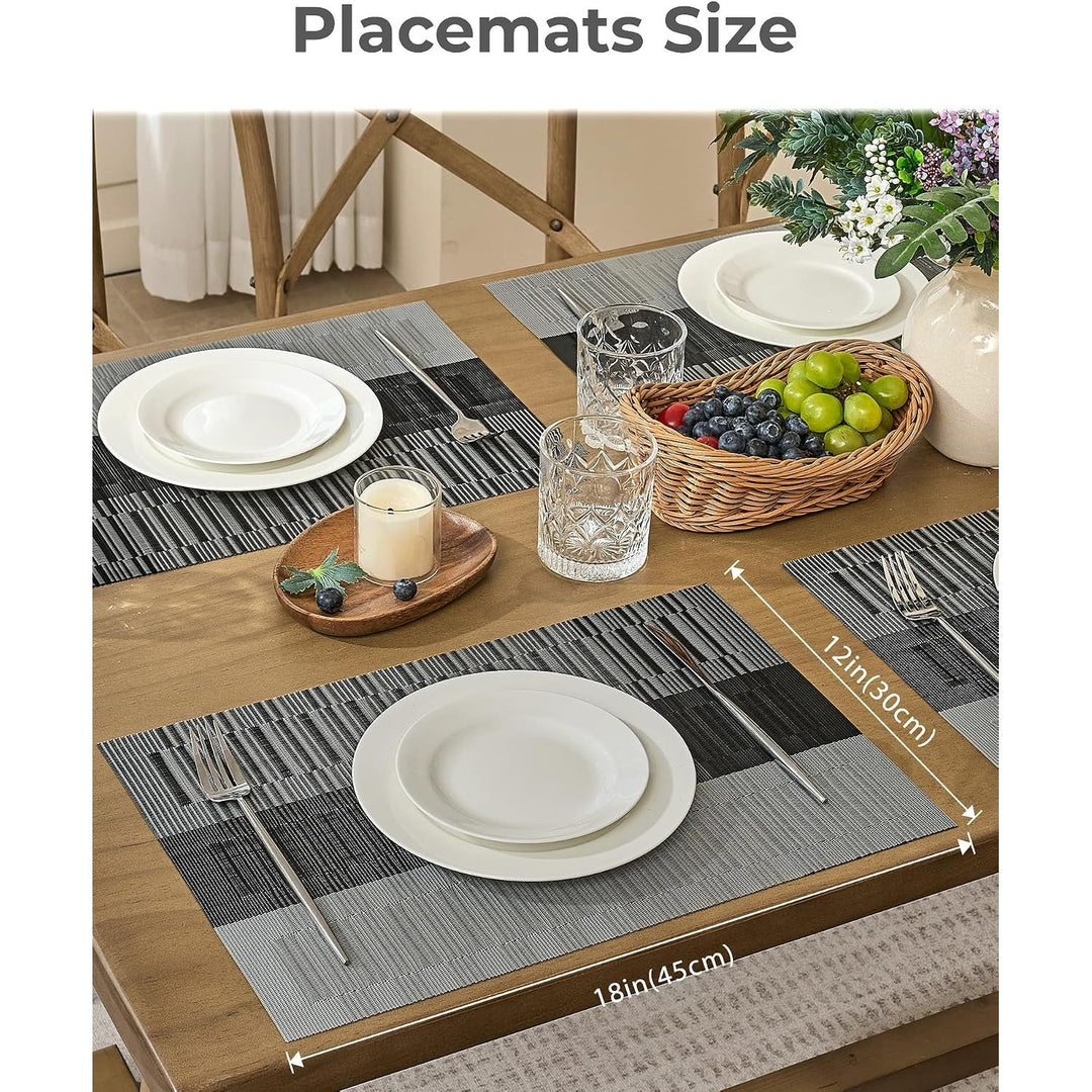 Grey and White Stripe Woven Placemats, Set of 12 - Just Closeouts Canada Inc.