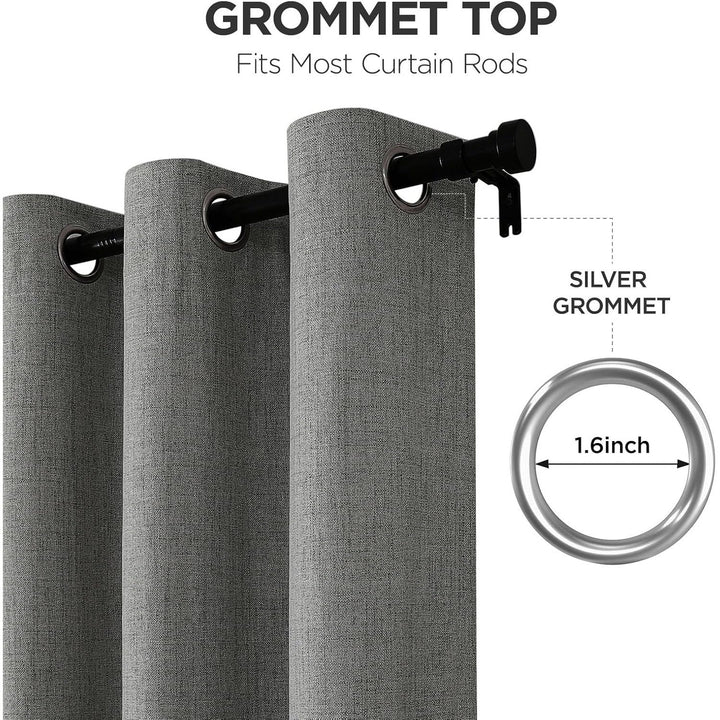 Grey Blackout Grommet Curtains, 2 Panels, 52 x 108 in - Just Closeouts Canada Inc.X003K56UJN