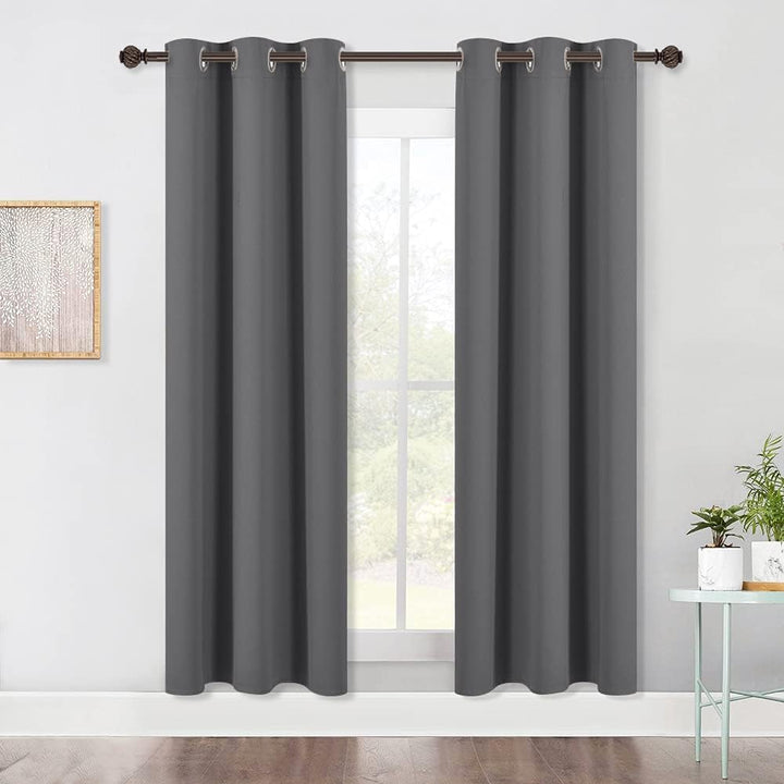 Grey Blackout Grommet Curtains, 42 x 72 in, 2 Panels - Just Closeouts Canada Inc.