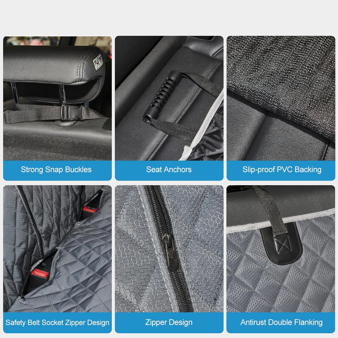 Grey Dog Car Seat Cover for Back Seat X - Large,Non - Stick Fur,Pet - Friendly and Waterproof - Universal Fit Interior Protector for Auto, Van, SUV - Ideal for Kids and Pets (XL,Grey) - Just Closeouts Canada Inc.X003X072HJ