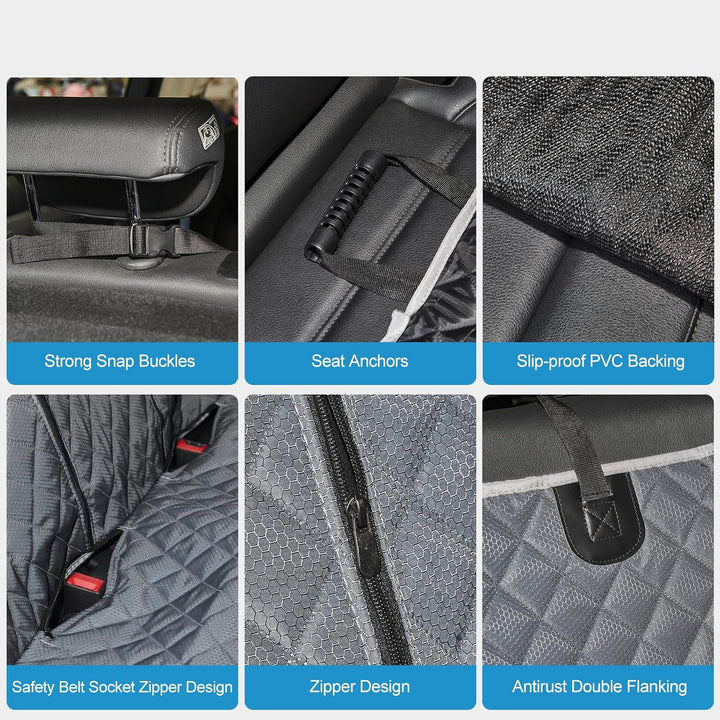 Grey Dog Car Seat Cover for Back Seat X - Large,Non - Stick Fur,Pet - Friendly and Waterproof - Universal Fit Interior Protector for Auto, Van, SUV - Ideal for Kids and Pets (XL,Grey) - Just Closeouts Canada Inc.X003X072HJ