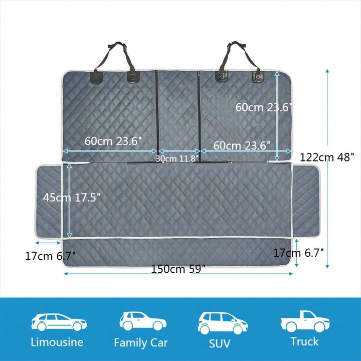 Grey Dog Car Seat Cover for Back Seat X - Large,Non - Stick Fur,Pet - Friendly and Waterproof - Universal Fit Interior Protector for Auto, Van, SUV - Ideal for Kids and Pets (XL,Grey) - Just Closeouts Canada Inc.X003X072HJ