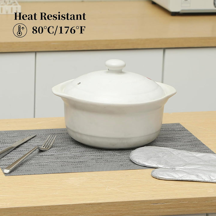Grey Placemats, Heat Resistant Non - Slip Place mats for Dining Table, Washable Durable PVC Vinyl Woven Table Mats (Set of 6) - Just Closeouts Canada Inc.