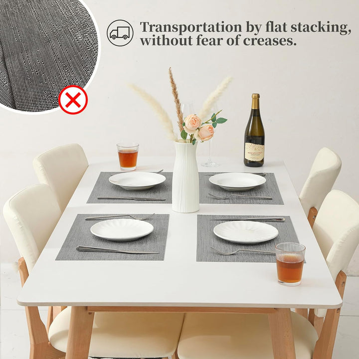 Grey Placemats, Heat Resistant Non - Slip Place mats for Dining Table, Washable Durable PVC Vinyl Woven Table Mats (Set of 8) - Just Closeouts Canada Inc.