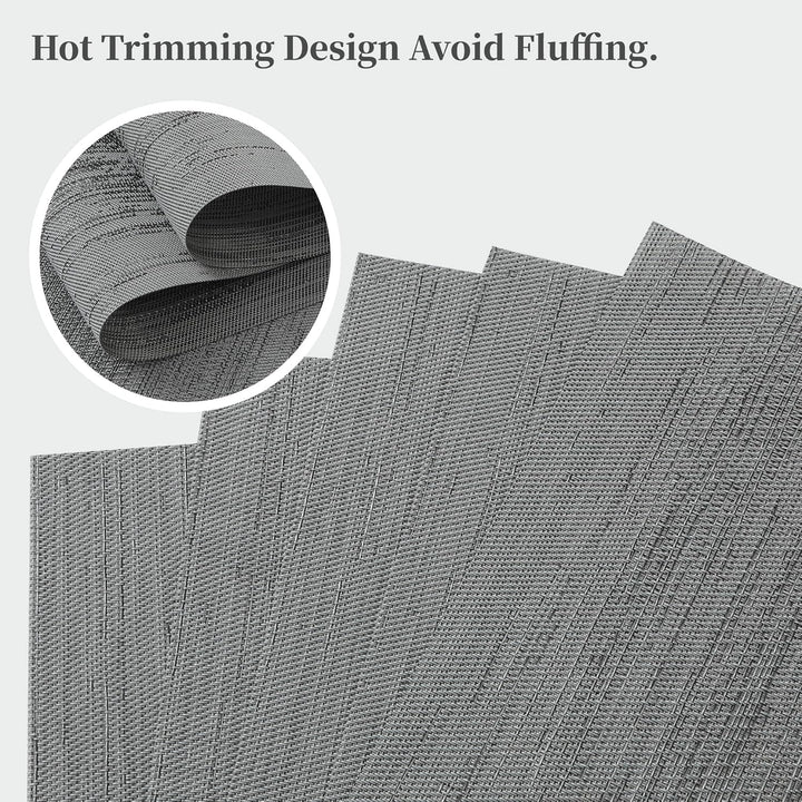 Grey Placemats, Heat Resistant Non - Slip Place mats for Dining Table, Washable Durable PVC Vinyl Woven Table Mats (Set of 8) - Just Closeouts Canada Inc.