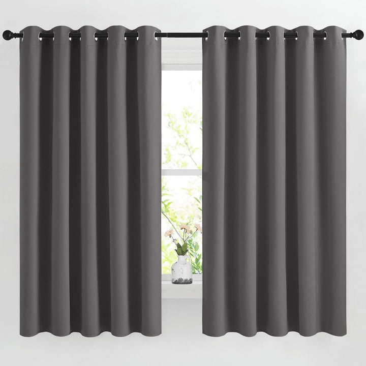 Grey Room Darkening Grommet Curtains – 66 x 66 in, 2 Panels - Just Closeouts Canada Inc.