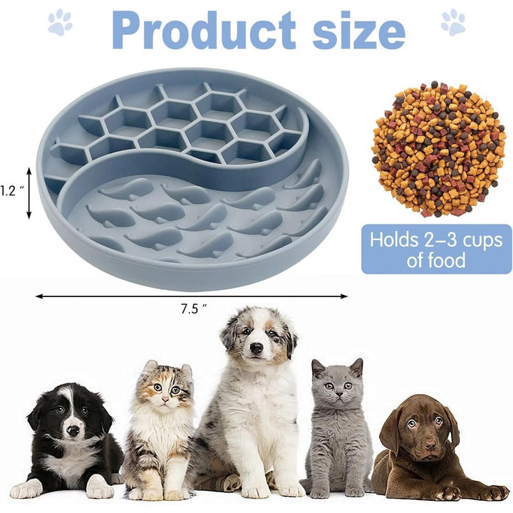 Grey Silicone Slow Feeder Pet Bowl with Suction Base - Just Closeouts Canada Inc.
