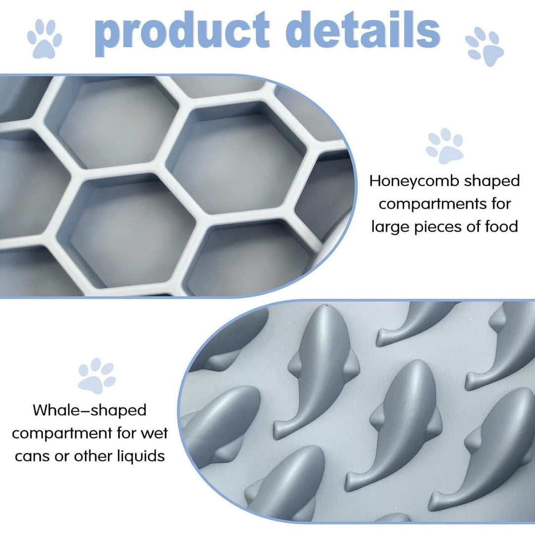 Grey Silicone Slow Feeder Pet Bowl with Suction Base - Just Closeouts Canada Inc.