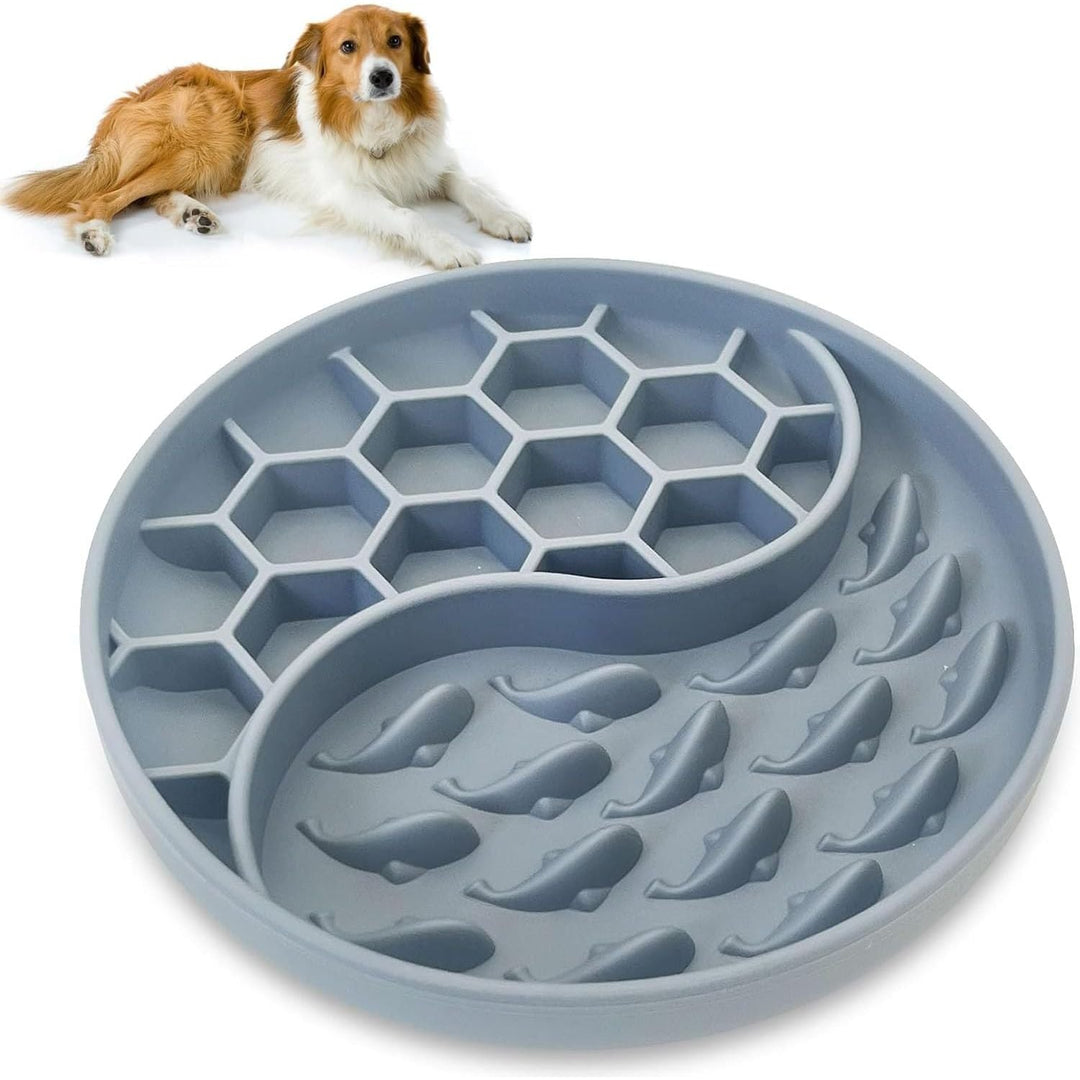 Grey Silicone Slow Feeder Pet Bowl with Suction Base - Just Closeouts Canada Inc.