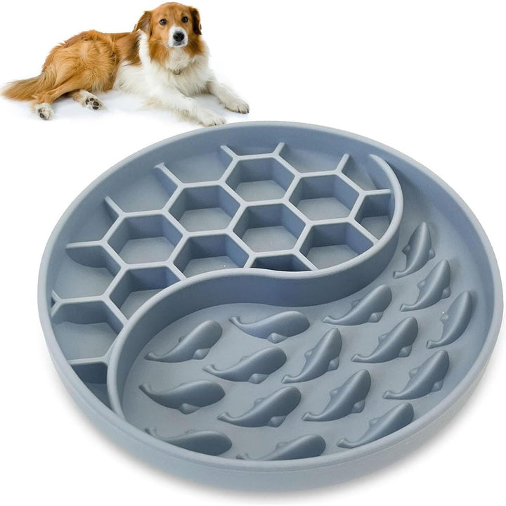 Grey Silicone Slow Feeder Pet Bowl with Suction Base - Just Closeouts Canada Inc.
