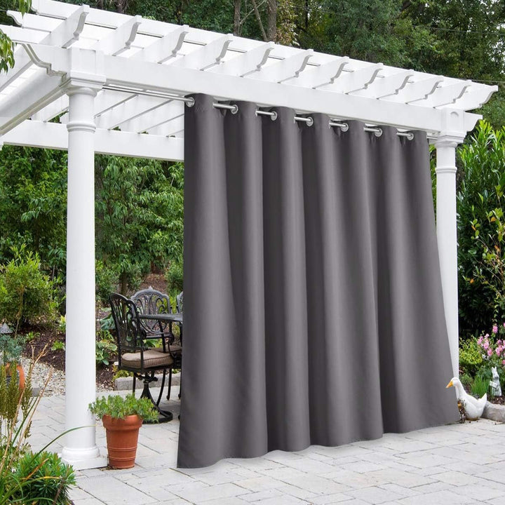 Grey Waterproof Outdoor Grommet Curtain, 100 x 108 in, 1 Panel - Just Closeouts Canada Inc.