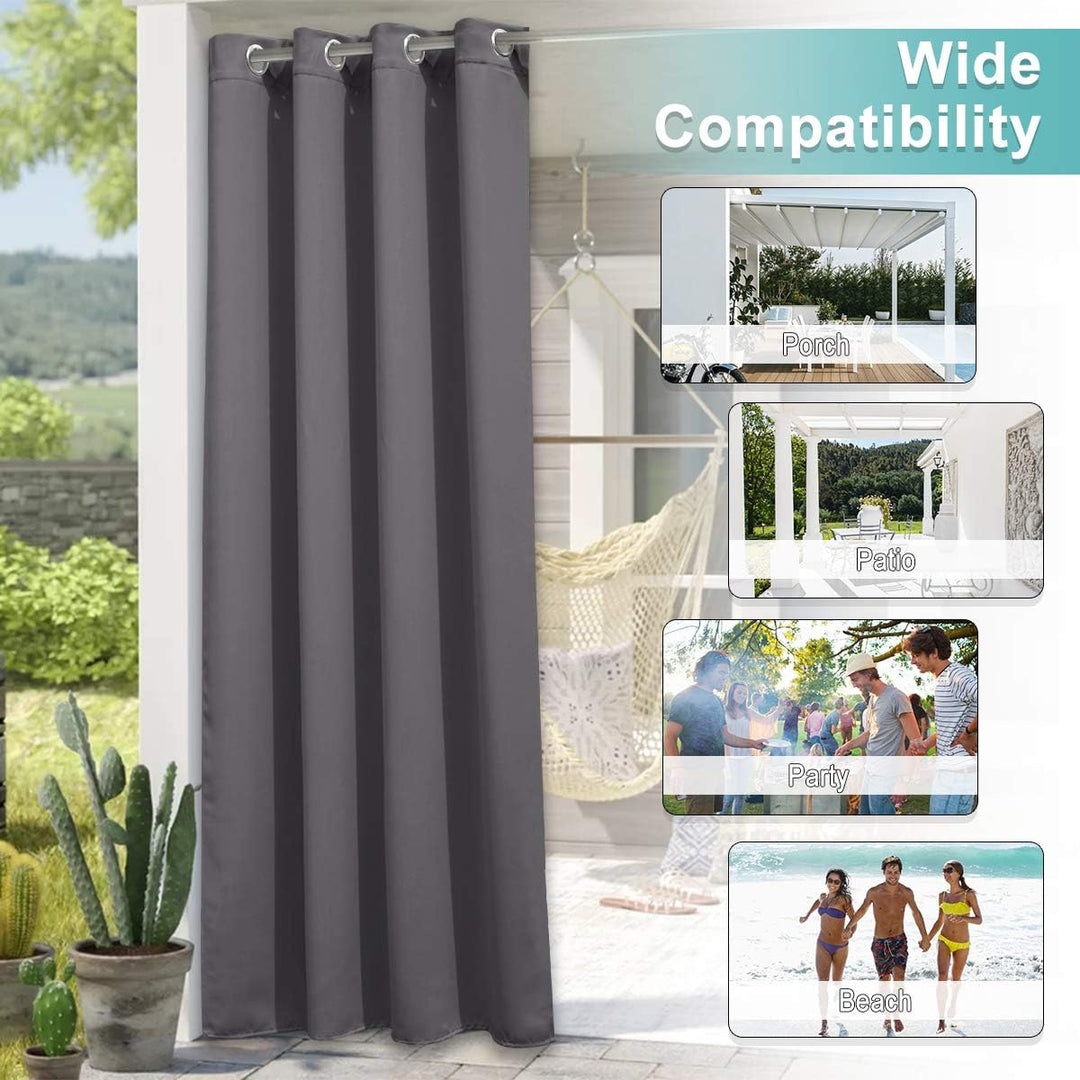 Grey Waterproof Outdoor Grommet Curtain, 100 x 108 in, 1 Panel - Just Closeouts Canada Inc.