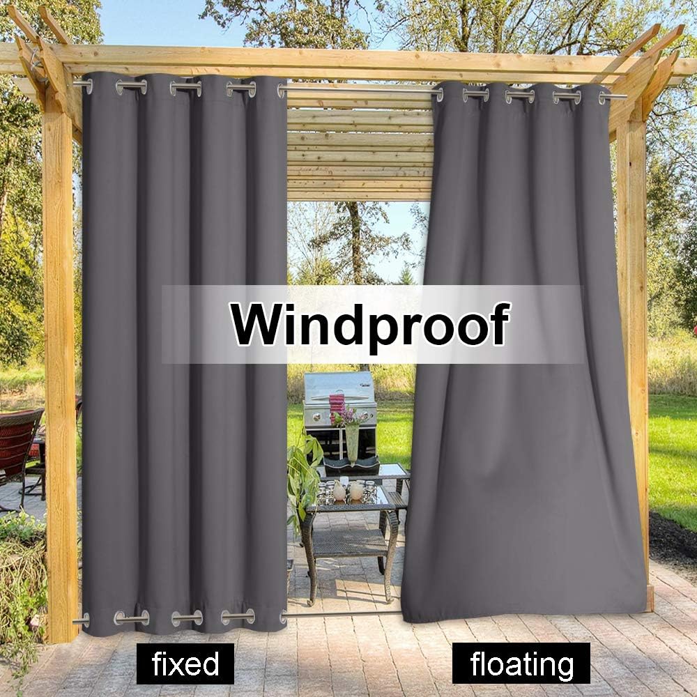 Grey Waterproof Outdoor Grommet Curtain, 52 x 108 in, 1 Panel - Just Closeouts Canada Inc.