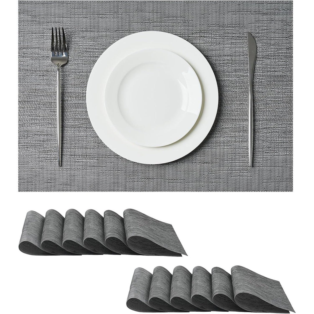 Grey Woven Placemats, Set of 12 - Just Closeouts Canada Inc.